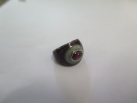 A silver and enamel ring size L - good condition