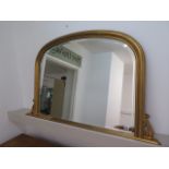 A modern gold coloured over mantle mirror - Width 122cm x Height 76cm