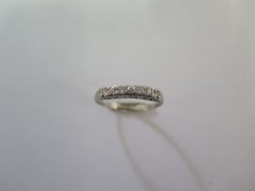 A white metal seven stone diamond ring size K/L - approx weight 2.6 grams