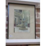 A watercolour Fountain of Bacchus - frame size 54cm x 42cm