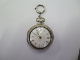 A silver pair-cased watch - verge escapement by William Baylie of London, with fusee and pierced