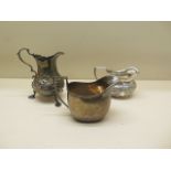 Three silver milk/cream jugs - total weight approx 13.7 troy oz