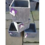 Four Apta slate grey cube planters - Height 21cm - RRP £67.96