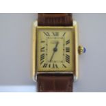 A Must de Cartier 2002 gold plated 925 silver tank quartz wristwatch 2415 no 125157PL - 21mm