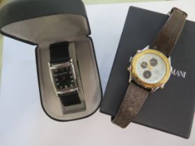 An Emporio Armani gents wristwatch - boxed and an Accurist Alarm chronograph WR50 - both not