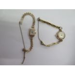 A 9ct manual wind ladies wristwatch on 9ct strap - approx weight 13 grams - running - and a 9ct