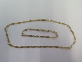 A 9ct yellow gold 41cm chain and a matching 19cm bracelet - total weight approx 9.8 grams - clasps