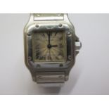 A Cartier stainless ladies Santos Galbee steel automatic bracelet wristwatch - 2423, no.