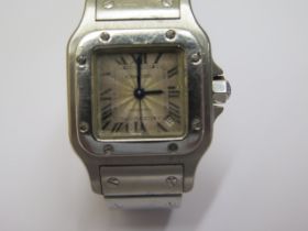 A Cartier stainless ladies Santos Galbee steel automatic bracelet wristwatch - 2423, no.