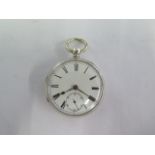 A silver key wind pocket watch - 50mm case - not currently running, overall good condition