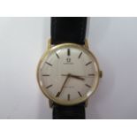 An Omega 9ct yellow gold manual wind presentation wristwatch - 32mm case - running, some scratches -