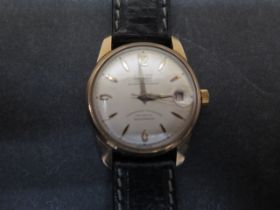 An Allaine automatic gents wristwatch with date on a leather strap - in working order