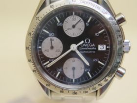 A stainless steel 2011 Omega Speedmaster reverse panda automatic chronograph gents bracelet