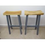 A pair of Ely Farmhouse Furniture bar stools with painted bases - Height 76cm x 45cm x 22cm - in
