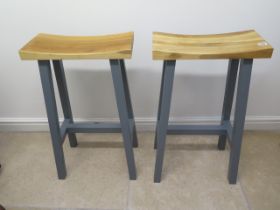 A pair of Ely Farmhouse Furniture bar stools with painted bases - Height 76cm x 45cm x 22cm - in