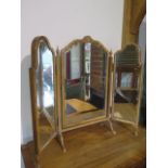 A walnut folding triple dressing mirror - Height 70cm x Width 82cm