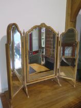 A walnut folding triple dressing mirror - Height 70cm x Width 82cm