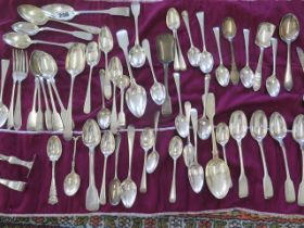 A collection of assorted silver spoons including a boxed set of six silver teaspoons - total