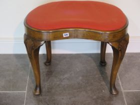 A walnut kidney shaped stool - Height 48cm x Width 60cm