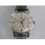 A Bureu Grand Prix Super Slender Automatic gents wristwatch 774501 with certificate dated 1958 on