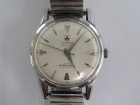 A Bureu Grand Prix Super Slender Automatic gents wristwatch 774501 with certificate dated 1958 on