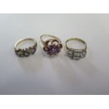 Three 9ct yellow gold rings sizes N/O/P - approx weight 8.3 grams - all good