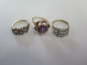 Three 9ct yellow gold rings sizes N/O/P - approx weight 8.3 grams - all good