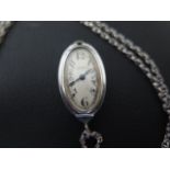 A Swiss early 20th century Belle Epoque platinum diamond and sapphire pendant watch, with finely