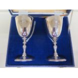 A boxed pair of silver goblets London 1977 - Commemoration The Queens Silver Jubilee 1952 to