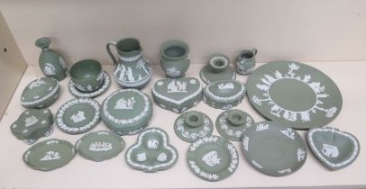 A collection of Wedgewood green Jasperware, various