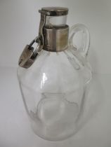 A silver topped spirit bottle with a padlock - no key - hallmark maker JTH Birmingham 1904/05