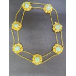 A stunning high grade (tested) possibly 22ct yellow gold necklace set with turquoise probably from