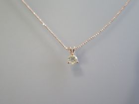 A certified 18ct rose gold solitaire diamond pendant on a rose gold coated silver chain, boxed -