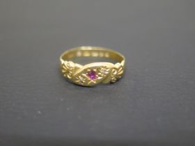 A 22ct yellow gold ring with ruby and diamonds - ring size Q - approx weight 2.8 grams