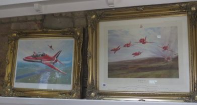 Two Red Arrows signed prints in gilt frames