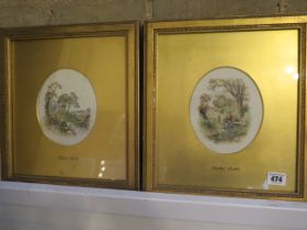 A pair of Birket Foster watercolours - frame size 35cm x 30cm, picture size 16cm x 13cm
