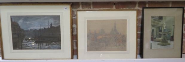 Anton Abraham Van Anrooy (Dutch 1870-1949) signed watercolour City scene frame size 58cm x 73cm,