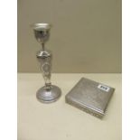 A Middle Eastern silver candlestick - approx 20cm - weight approx 6.3 troy oz - together with a