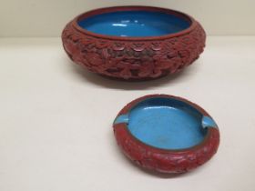A bronze lacquered bowl ad ashtray - both in good condition