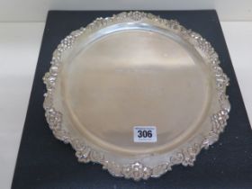 A silver presentation tray, engraved - approx weight 13.9 troy oz - boxed