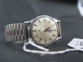 An Omega Constellation automatic wristwatch - steel case approx 33mm - generic steel elastic strap -