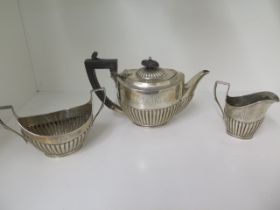 A silver bachelors three piece tea set - total weight approx 15 troy oz