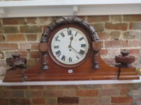 A shop display clock with a painted dial and single fusee movement in a mahogany case - Width