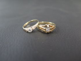 A 9ct yellow gold and diamond single stone ring approx 0.2ct ring size S - weight approx 3 grams