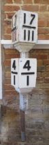 Two original Great Western Railway wooden trackside mile markers, one for 17 3/4 miles and the other