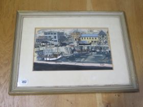A watercolour of Falmouth signed Page, frame size 42cm x 56cm