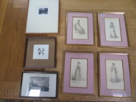 A set of four Regency fashion plates framed by Sebastian D'Orsai Ltd - Together two number etching/