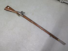 A circa 1800 Brown Bess flintlock musket, tower proof - in good condition, the stock with a nice