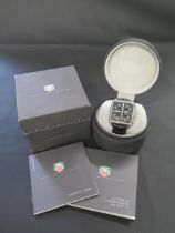 A gents Tag Heuer Monaco stainless steel cased automatic chronograph wristwatch, with black dial -