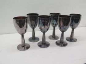 A set of six goblets Birmingham 1972 by Warwickshire Reproduction silver - each approx 13.5cm -